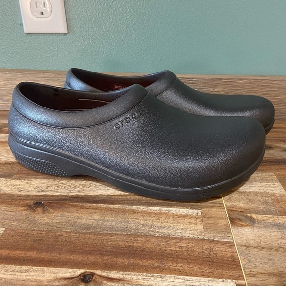 Crocs Men’s LiteRide Clogs Black Orange Sole Size 11 | Comfort Slip-On Shoes - Picture 1 of 7